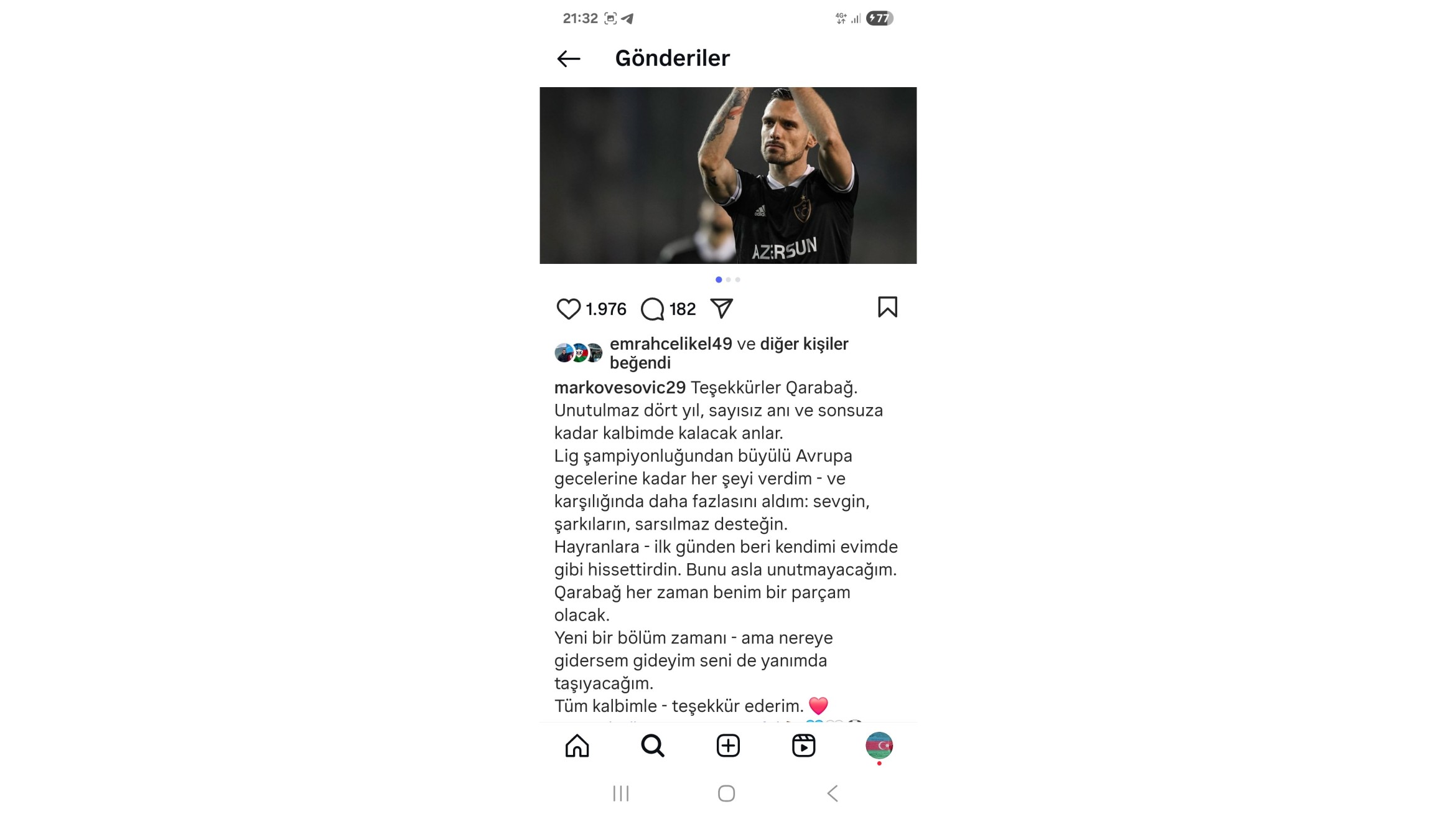 Marko Veşoviç: "Qarabağ" hər zaman bir parçam olacaq" - Foto