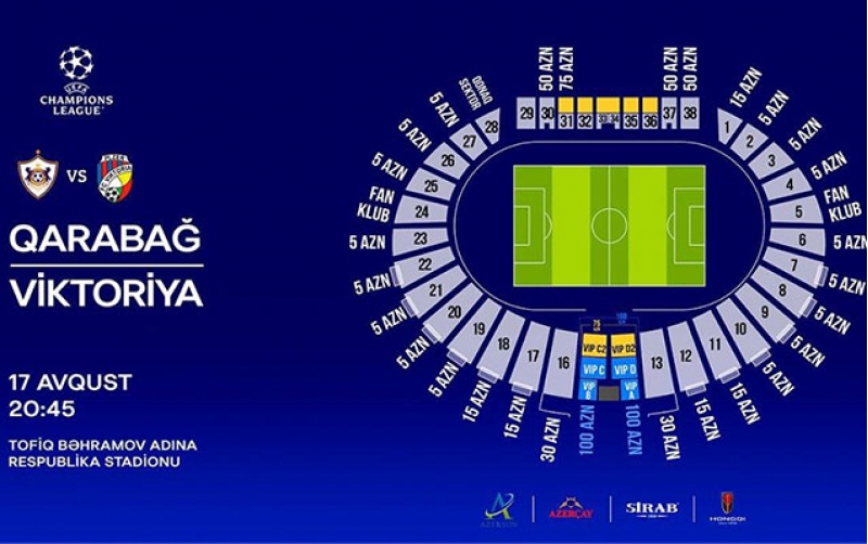 "Qarabağ" - "Viktoriya" matçının biletləri satışa çıxarılır