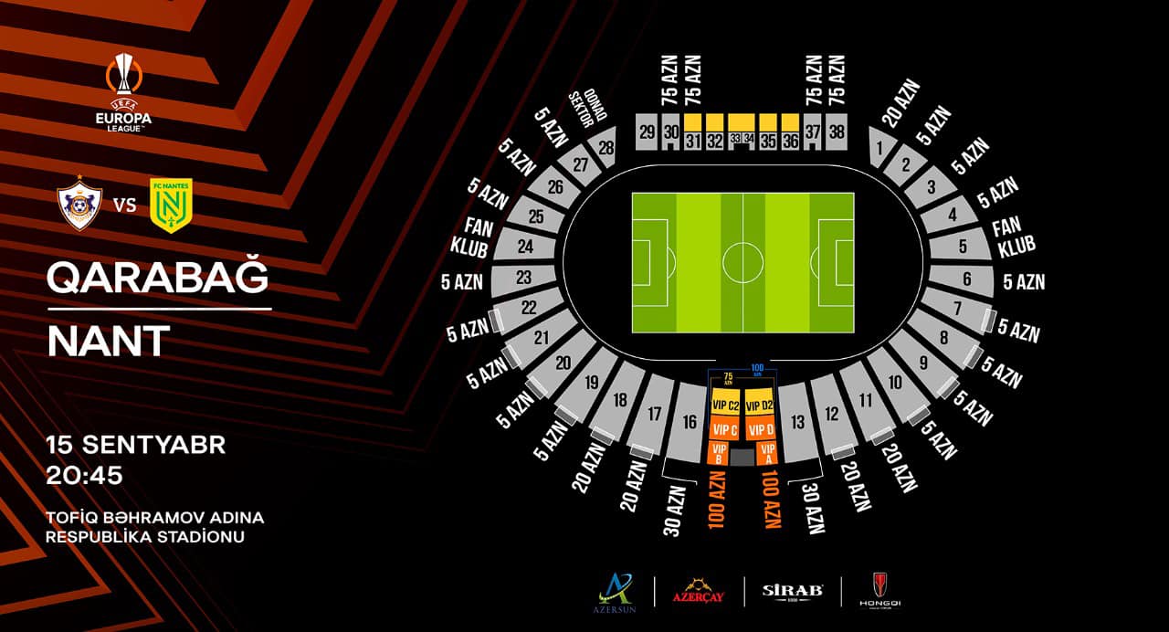 "Qarabağ" - "Nant" matçının biletləri satışa çıxarılır