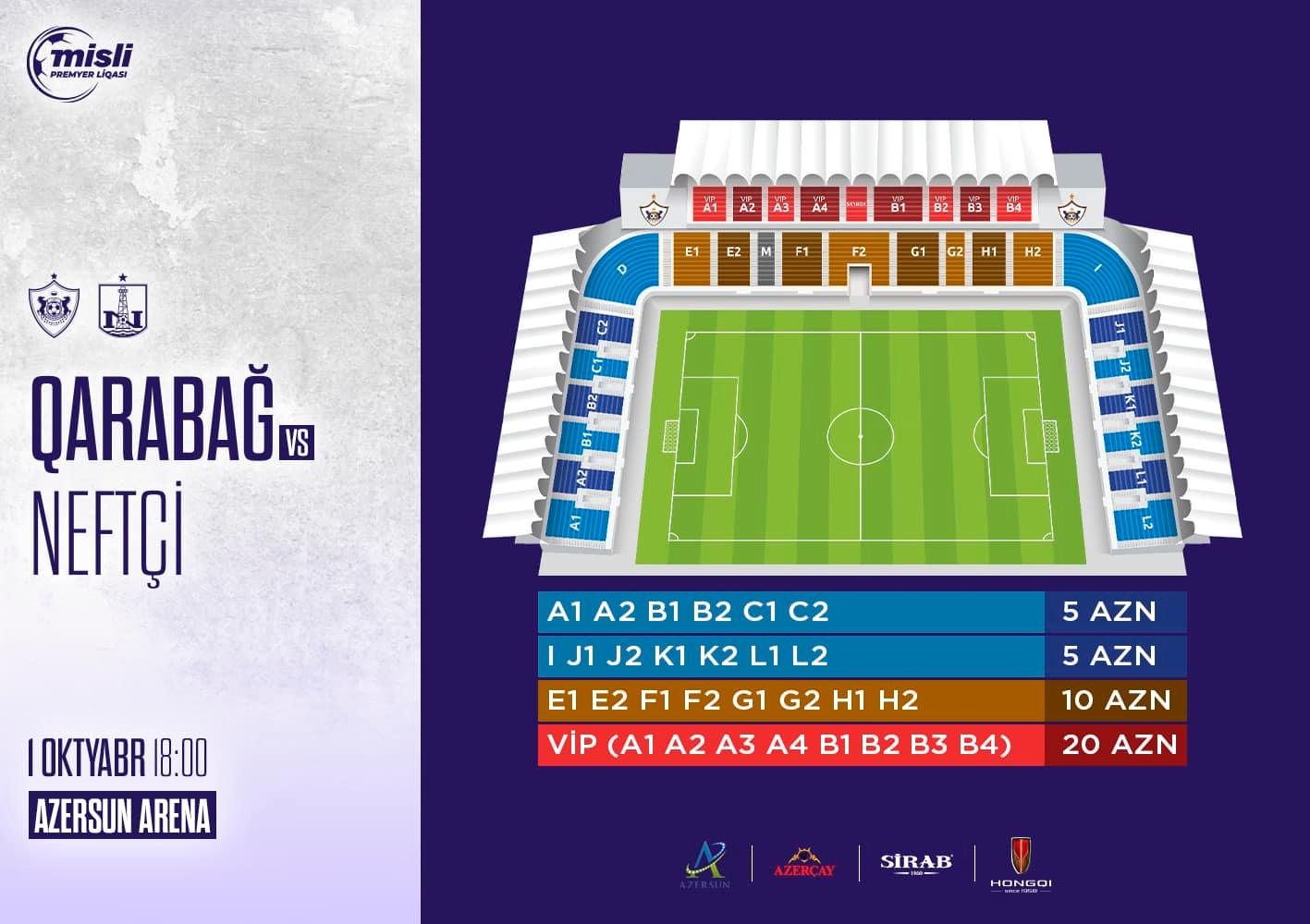 "Qarabağ" – "Neftçi" oyununa biletlər satışa çıxarılır