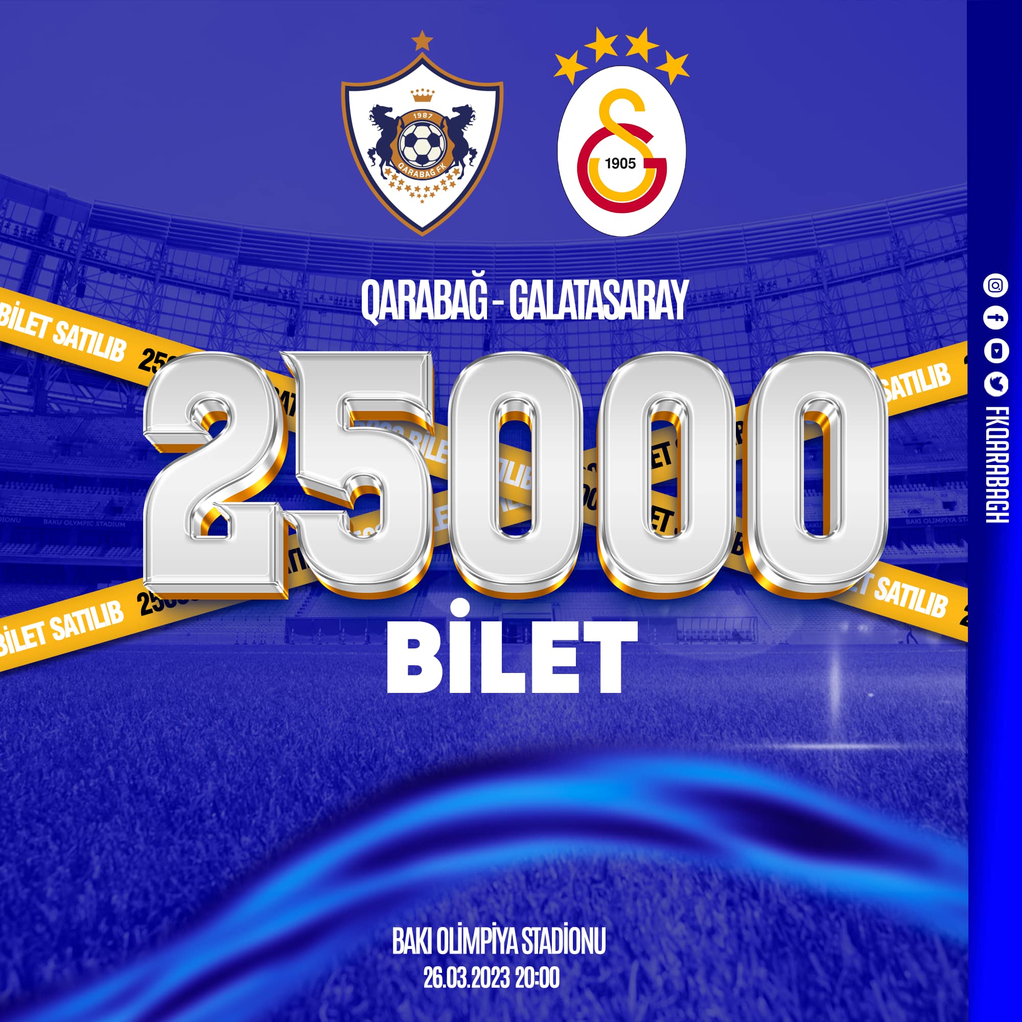 "Qarabağ" – "Qalatasaray" oyununa böyük maraq - 25 min bilet satıldı